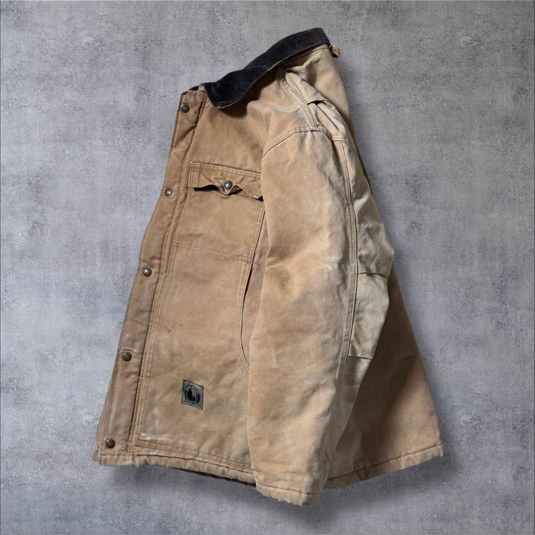 古着ダックジャケットトラディショナルコートキャメルブラウンコーデュロイ襟アメカジ