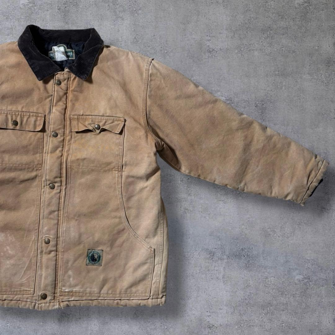 古着ダックジャケットトラディショナルコートキャメルブラウンコーデュロイ襟アメカジ