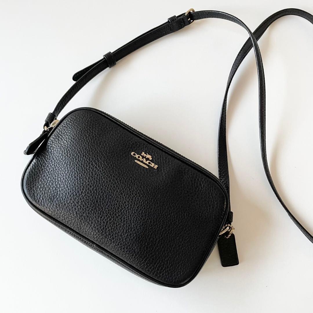 【極美品】COACH ダブルファスナー ショルダーバッグ カメラバッグ 黒