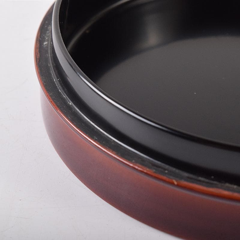 茶道具　岡本漆専堂造　留塗　菊ノ画　丸香合　八幡宗豊花押　共箱　C　R7965