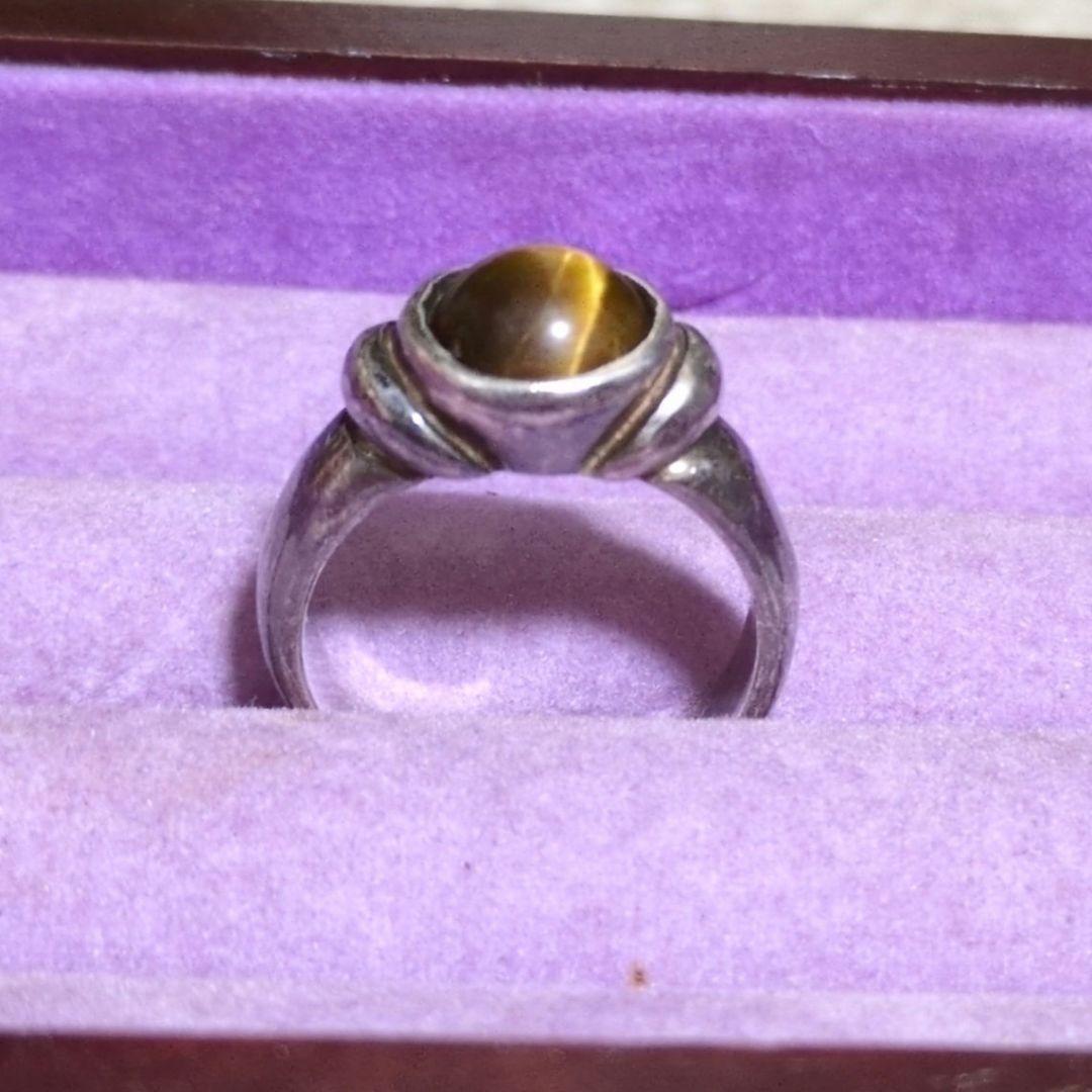 【純銀】22号 シルバー1000 インディアンジュエリー タイガーアイ 刻印あり