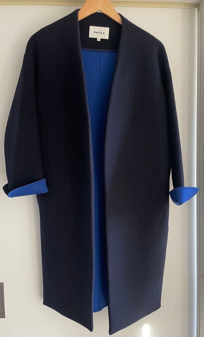 ENFOLD ウールリバーノーカラーコート