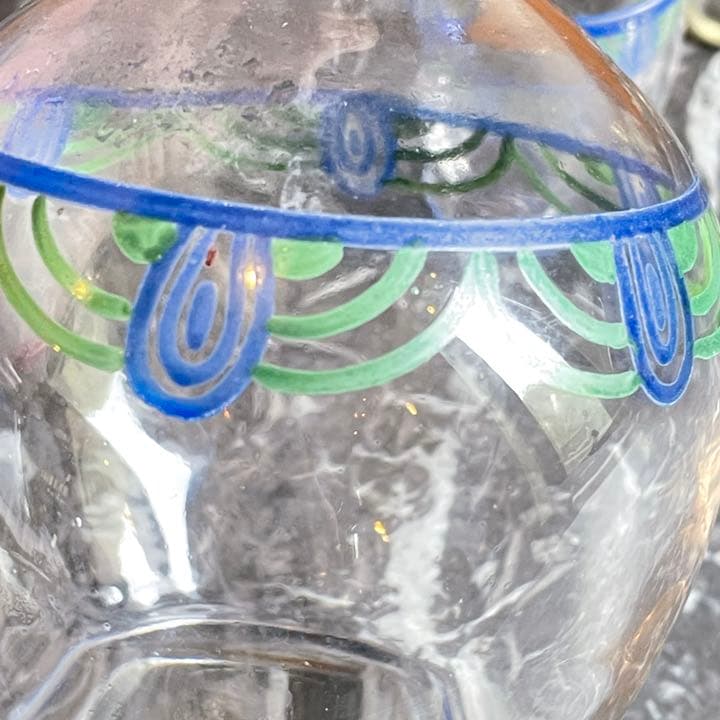 フランスアンティーク デキャンタとグラス2個