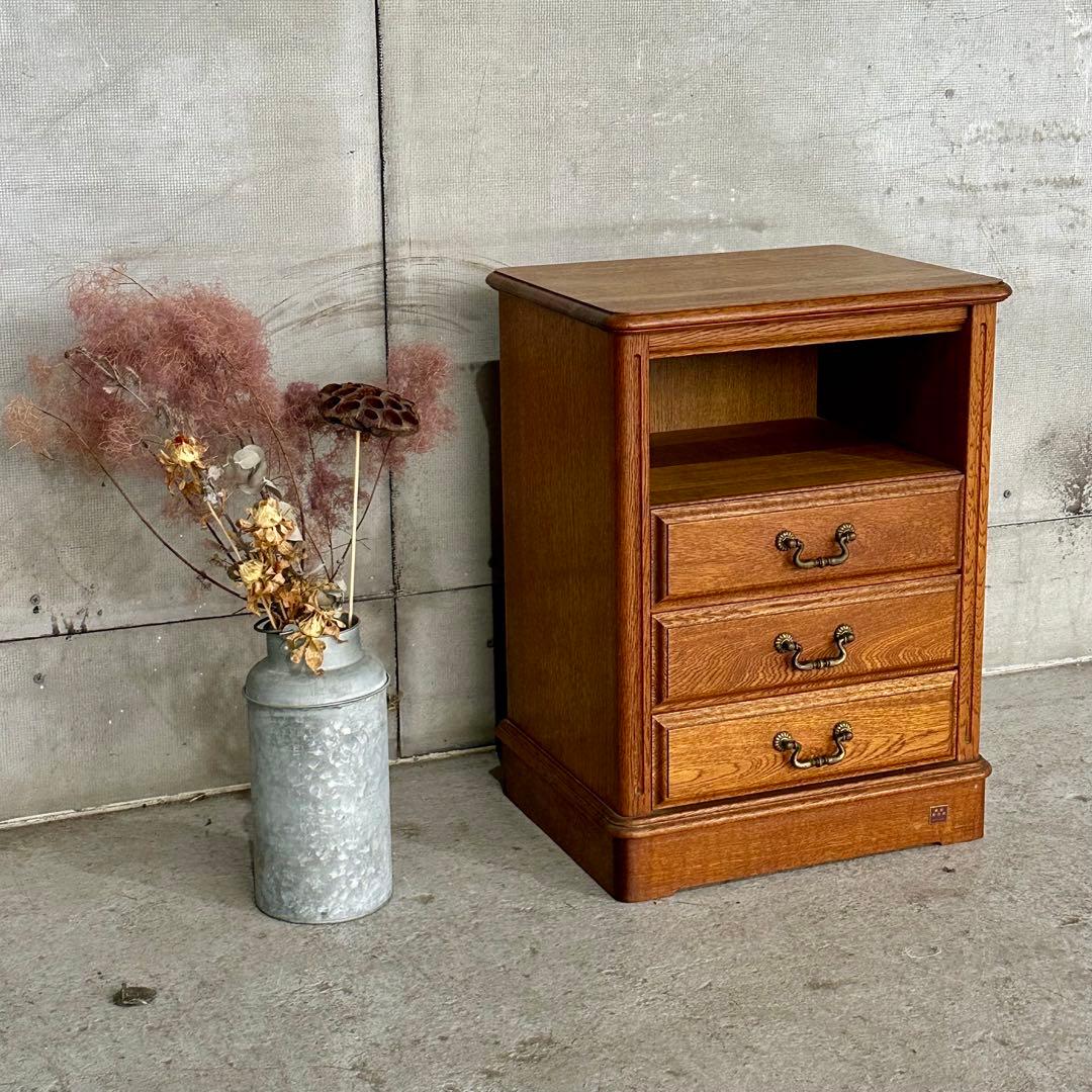 ✦昭和レトロ✦ 1981年製 サイドチェスト 木製 オーク無垢 アンティーク