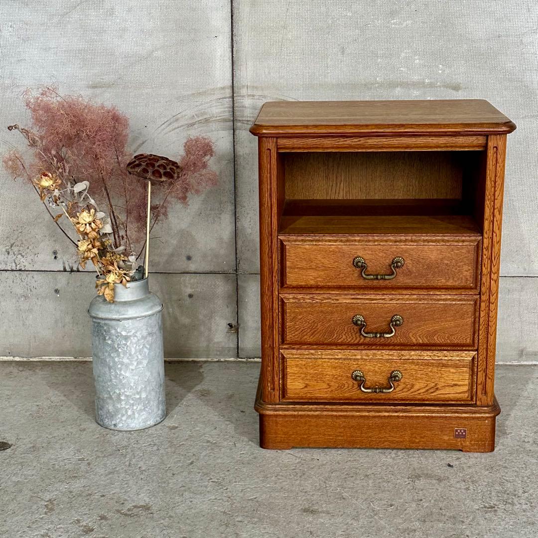 ✦昭和レトロ✦ 1981年製 サイドチェスト 木製 オーク無垢 アンティーク