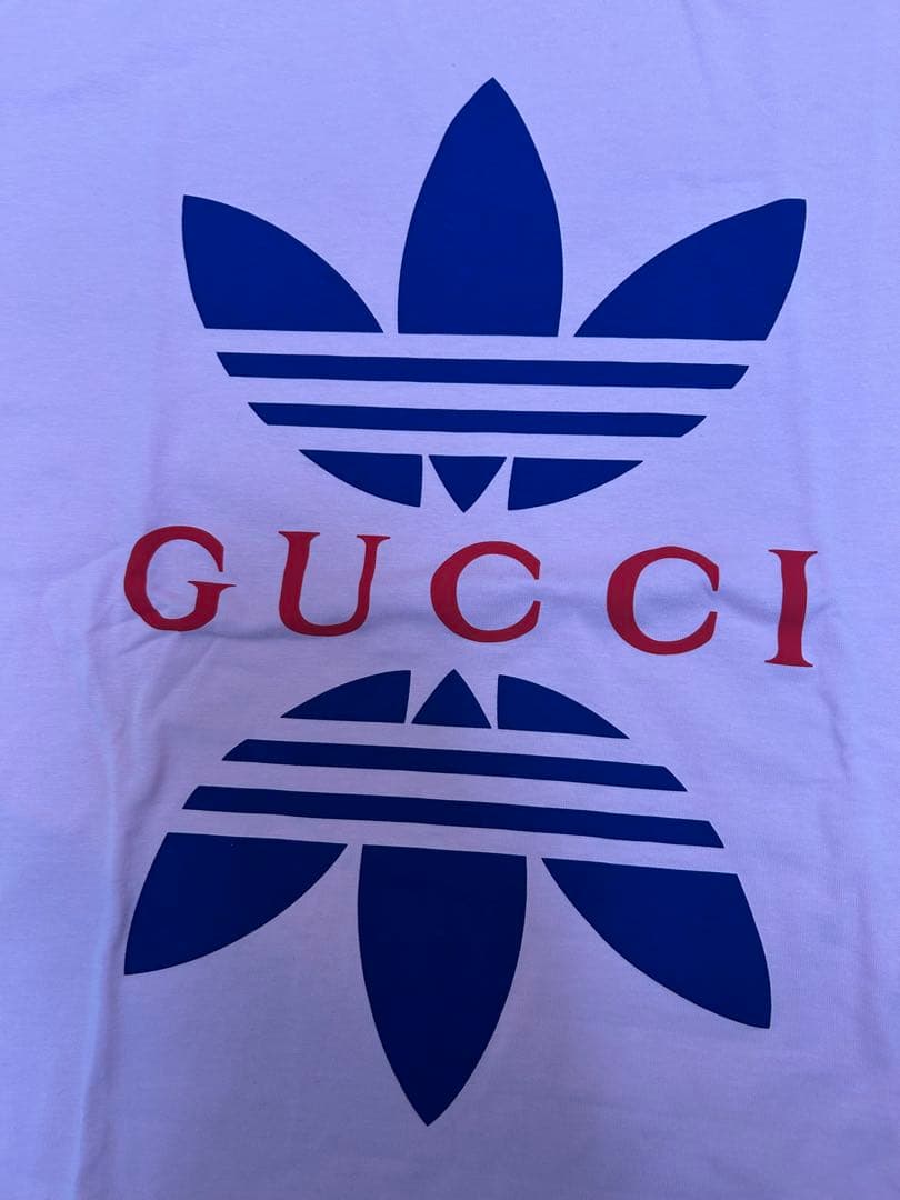 GUCCI × adidas コラボ Tシャツ ピンク XL トレフォイルロゴ