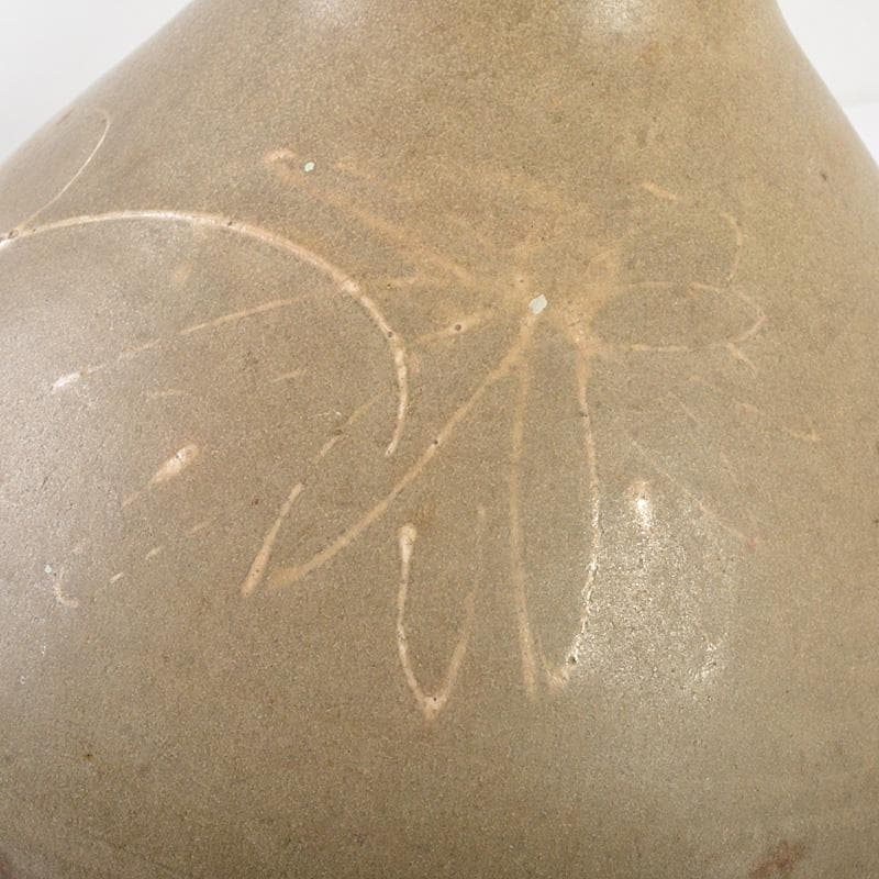 朝鮮　高麗青磁　花卉文　長頸瓶　C　6104C