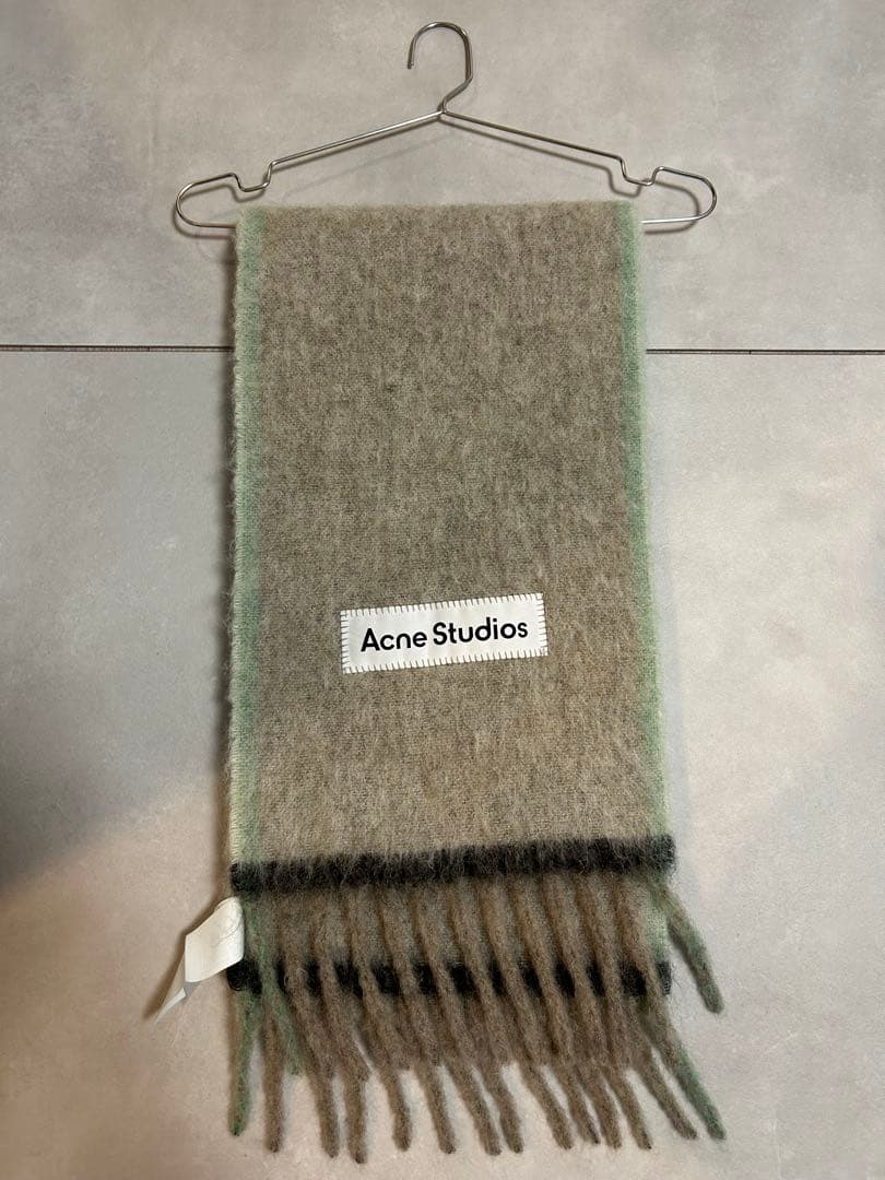 Acne Studios マフラーベージュ/ミント グリーン 250x28cm