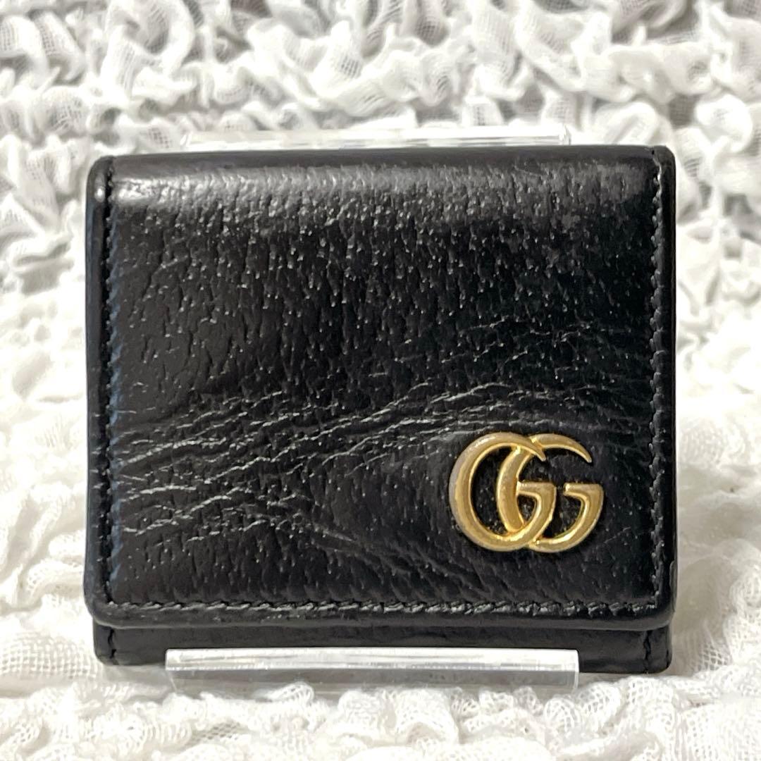グッチ　GUCCI　GGマーモント　ケース　小銭入れ　レザー　黒　ブラック