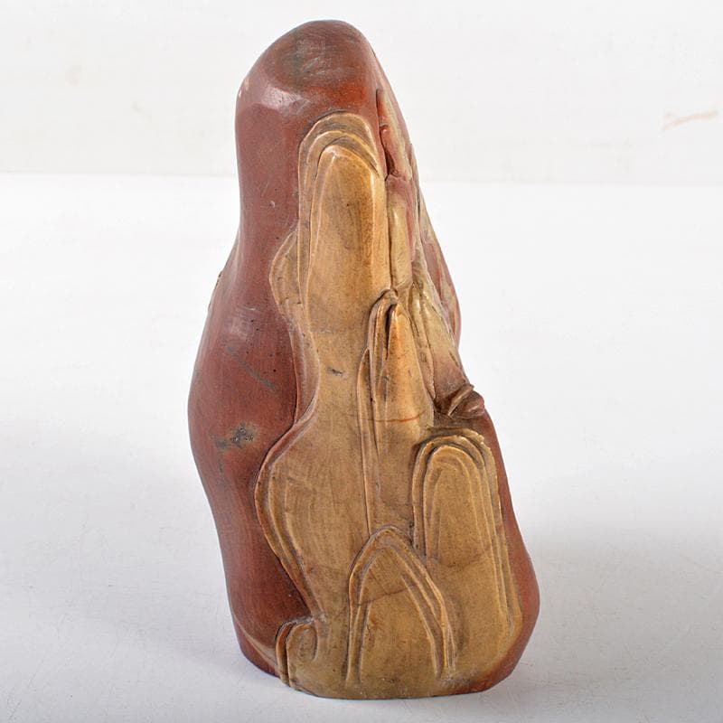 中国　玉石寿山石彫刻　達磨像　人物像　置物　C　R5457