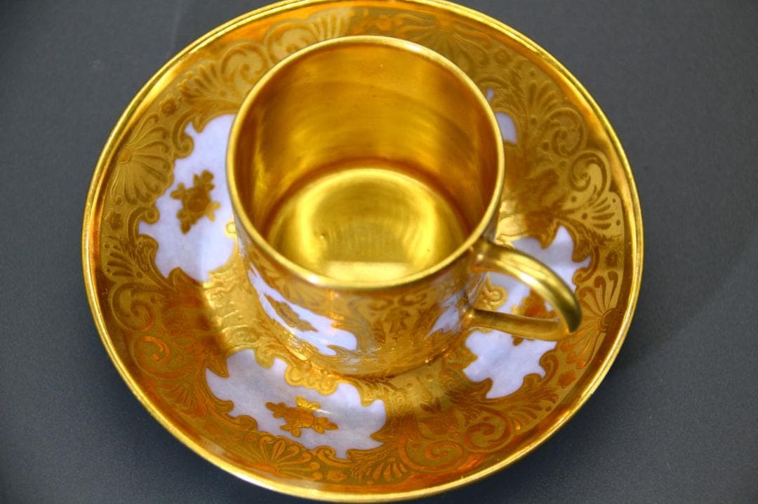 一点もの 芸術 1900年中期頃 フランス セーブル ゴールド カップ&ソーサー