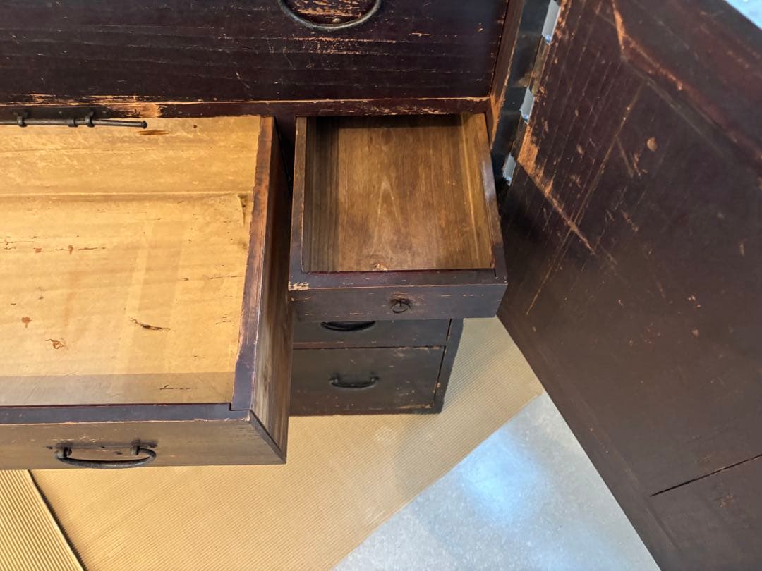 時代箪笥 扉付き4段 アンティーク和箪笥 古道具 古家具 明治