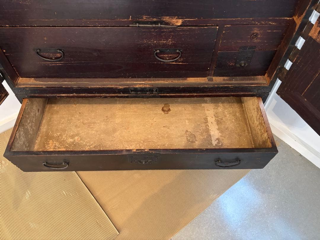 時代箪笥 扉付き4段 アンティーク和箪笥 古道具 古家具 明治