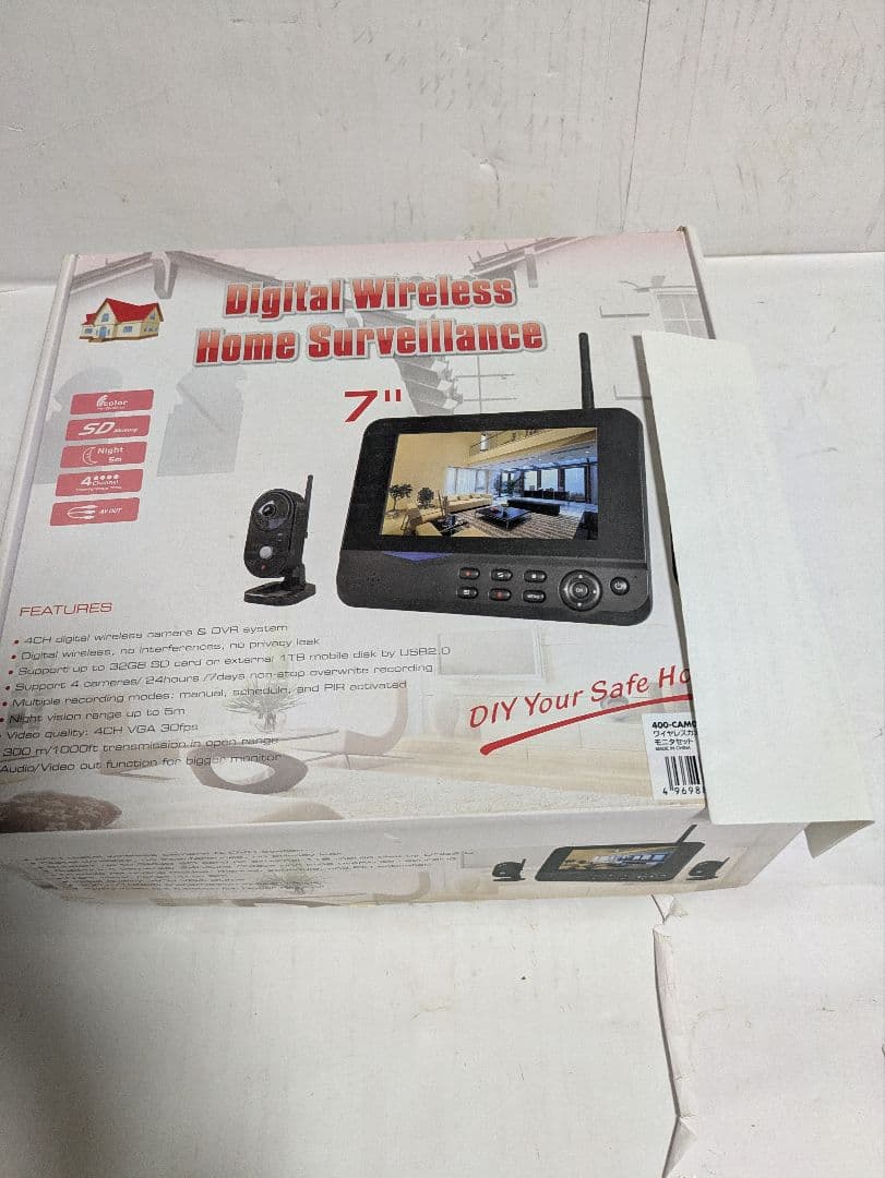 サンワサプライ防犯カメラ2台モニターセット、リモコン操作、エルパと同様仕様