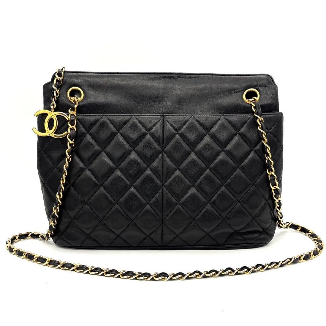 CHANEL シャネル マトラッセ チェーントート ラムスキン ココマーク 黒