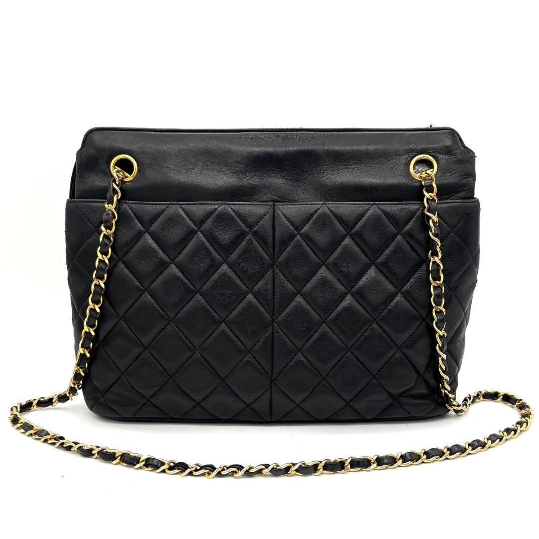 CHANEL シャネル マトラッセ チェーントート ラムスキン ココマーク 黒