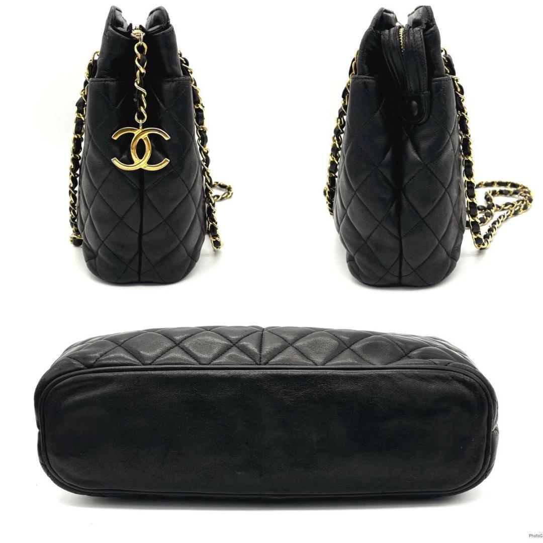 CHANEL シャネル マトラッセ チェーントート ラムスキン ココマーク 黒