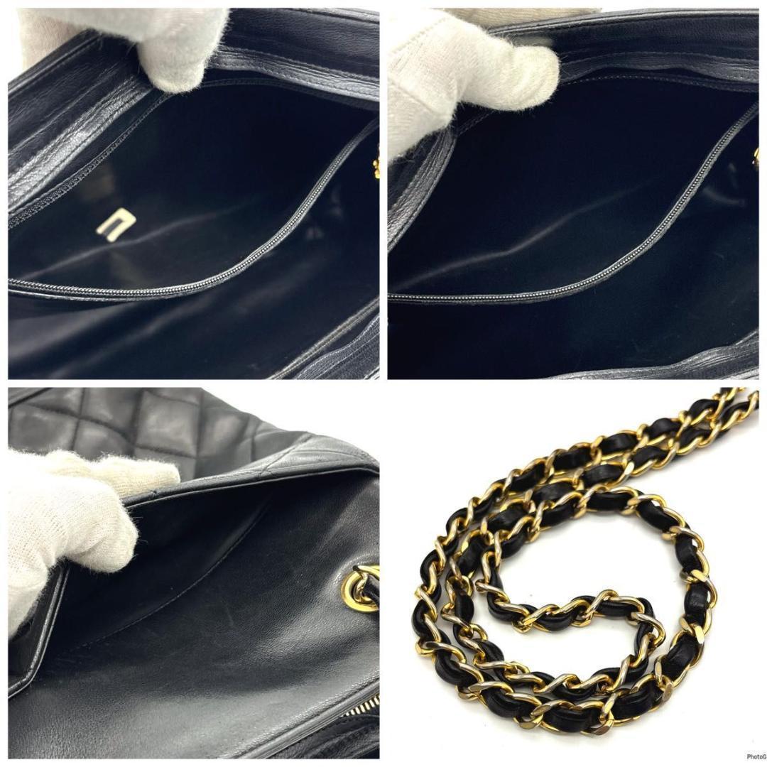 CHANEL シャネル マトラッセ チェーントート ラムスキン ココマーク 黒