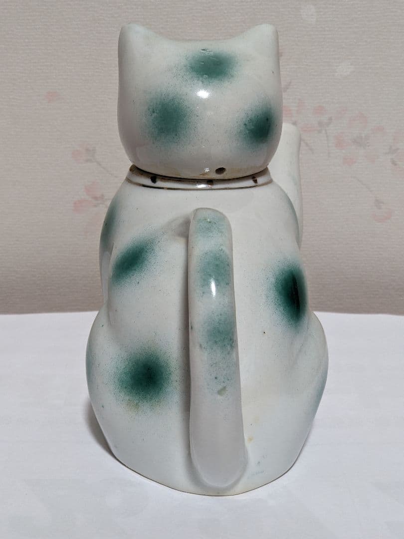 ♦中国 古玩 招き猫 自在 猫形 水注 急須 茶道具 置物飾り 骨董品 古美術品