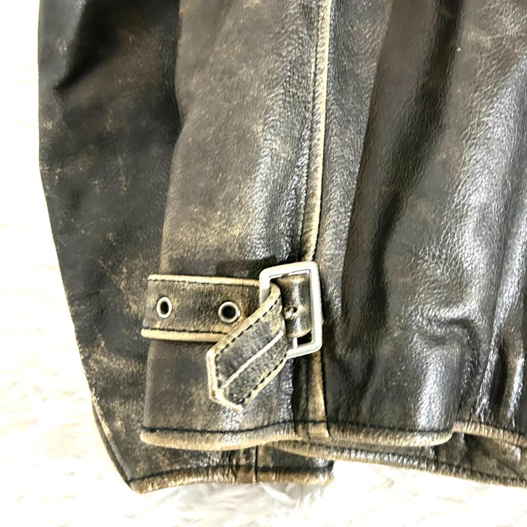 レザージャケット シングルライダース 本革 RAINBOW RBC メンズ L