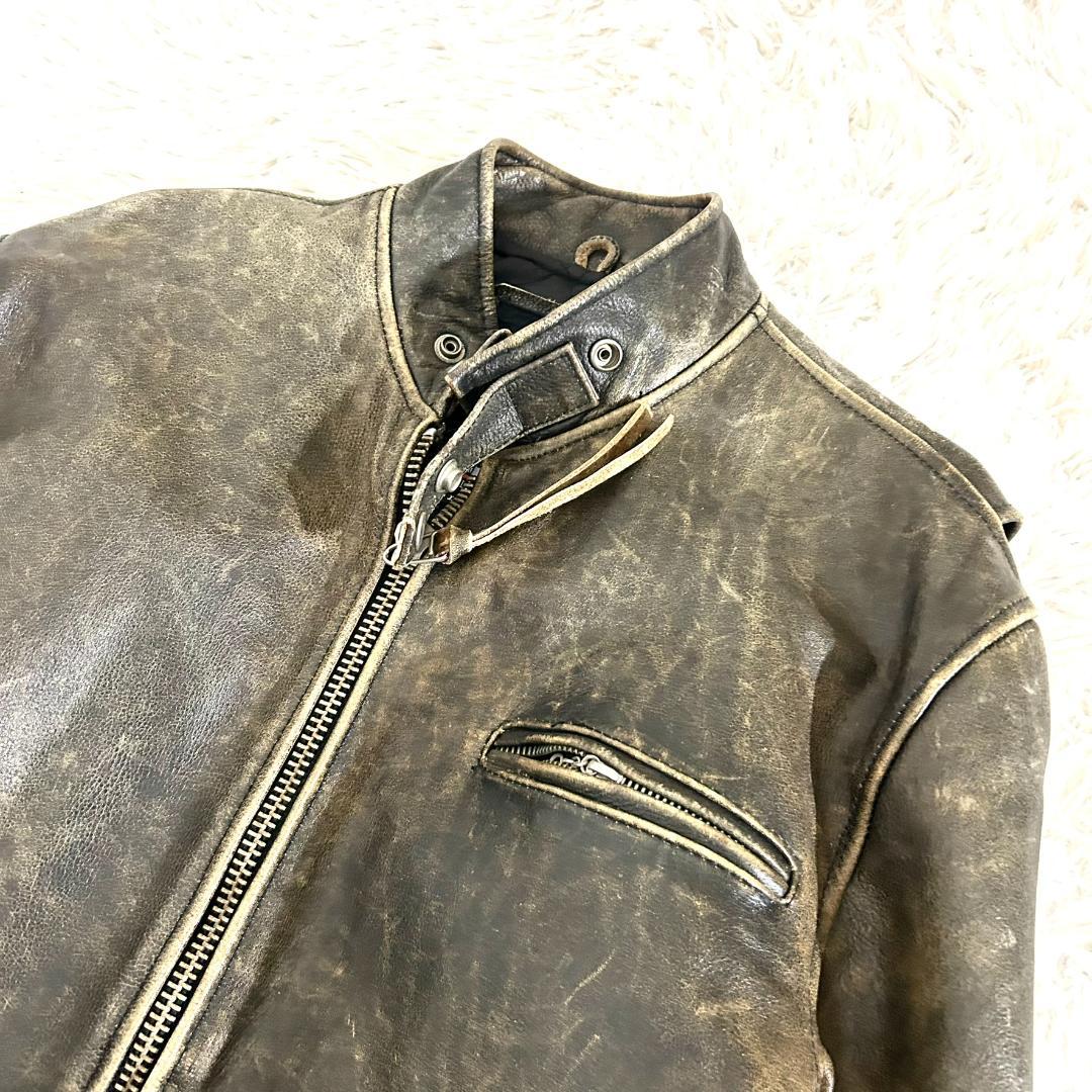 レザージャケット シングルライダース 本革 RAINBOW RBC メンズ L