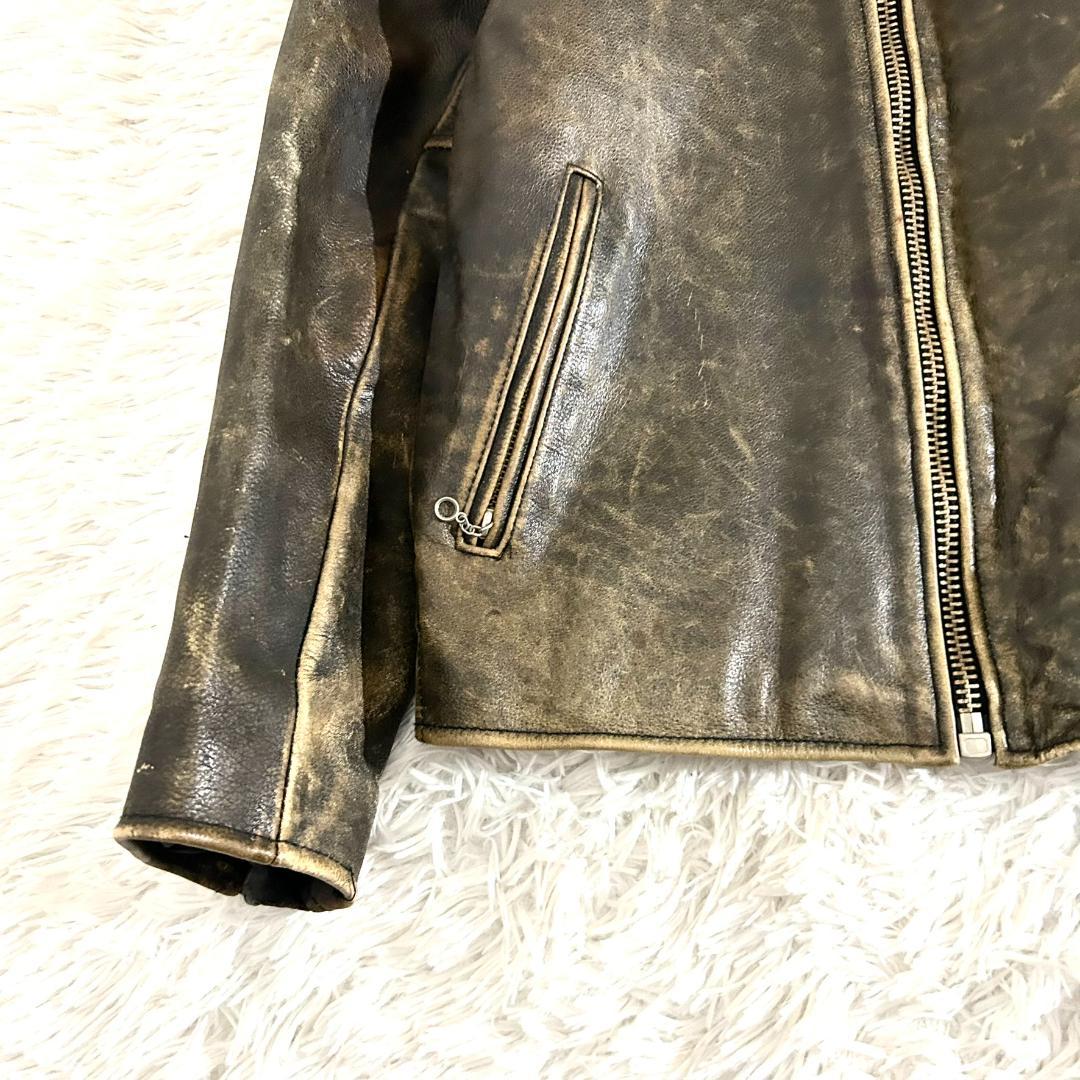 レザージャケット シングルライダース 本革 RAINBOW RBC メンズ L