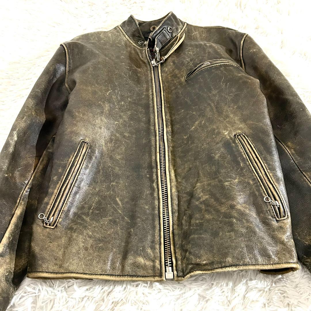 レザージャケット シングルライダース 本革 RAINBOW RBC メンズ L