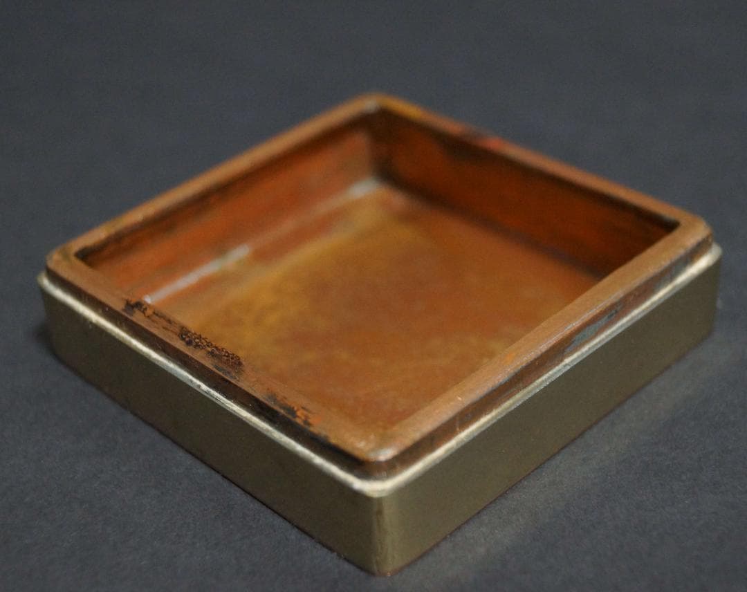 銅製 金工細工『松文』墨合 墨箱 / 書道具