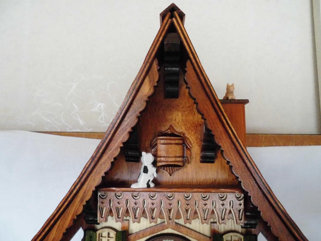 『美品』ドイツ・シュナイダー　からくり掛け時計　カッコウ時計　8匹の猫