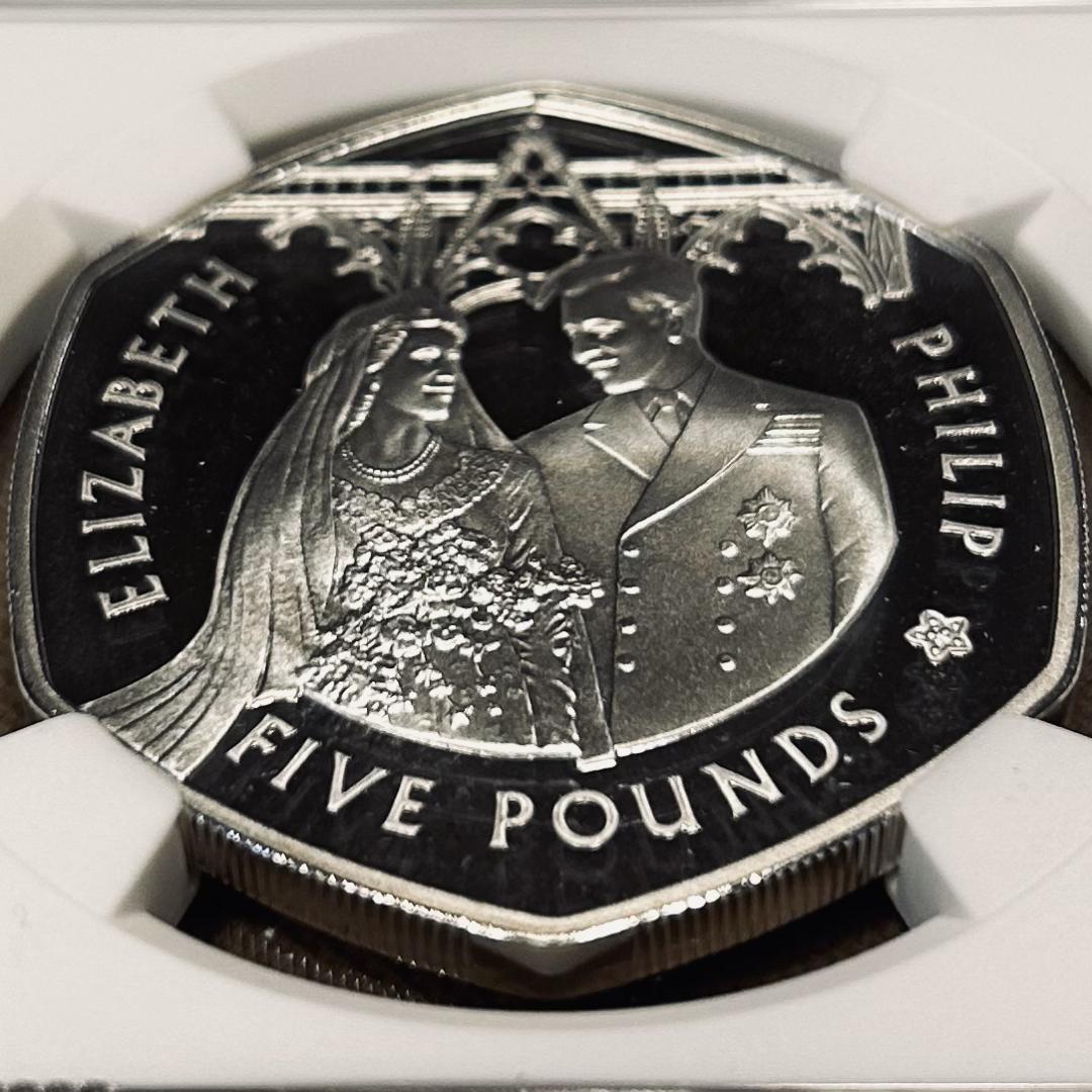 2007年 オルダニー エリザベス女王結婚60周年 銀貨（NGC PF68UC）