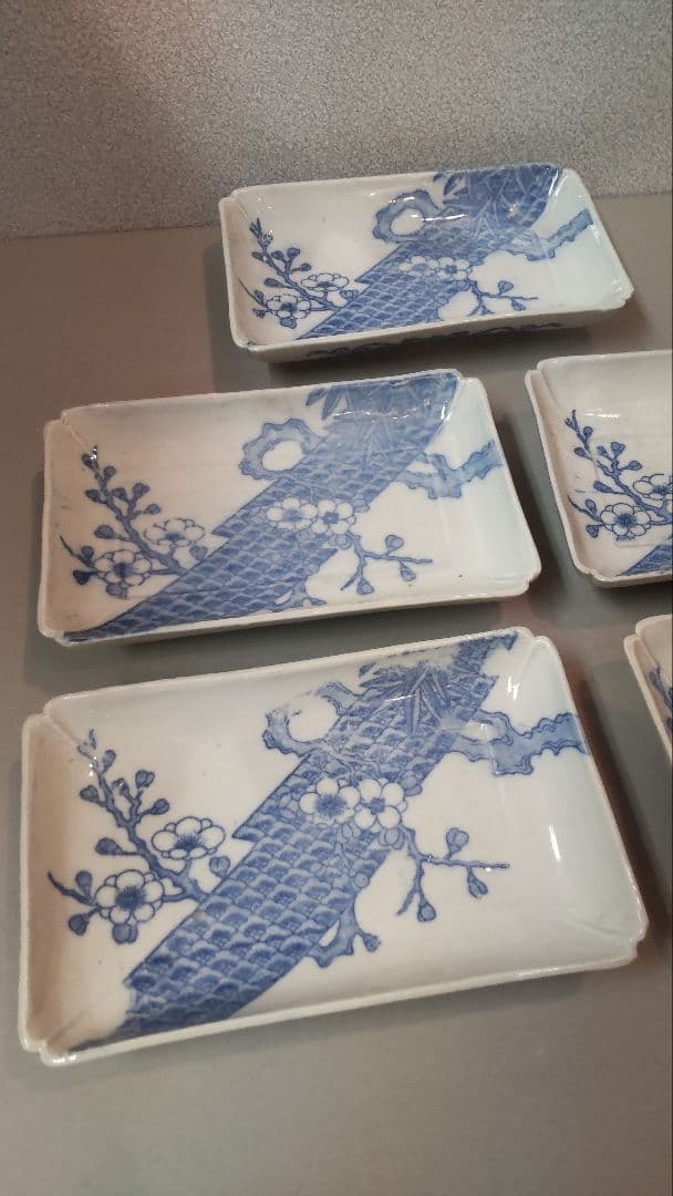 (75*Z342*2)陶芸 古伊万里小皿 食器 角皿 有田焼 骨董