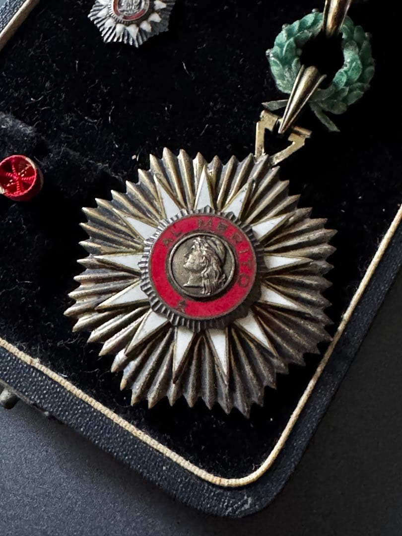 アルゼンチン 五月勲章 純銀製 勲四等 ケース、略绶付き 外交官用 勲章 徽章