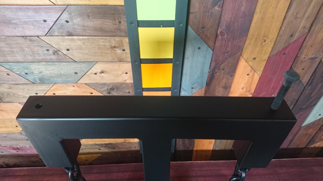 つ*こ様 マットブラックでアイアンな極太＆チェーン鉄脚♪50×400×650mm