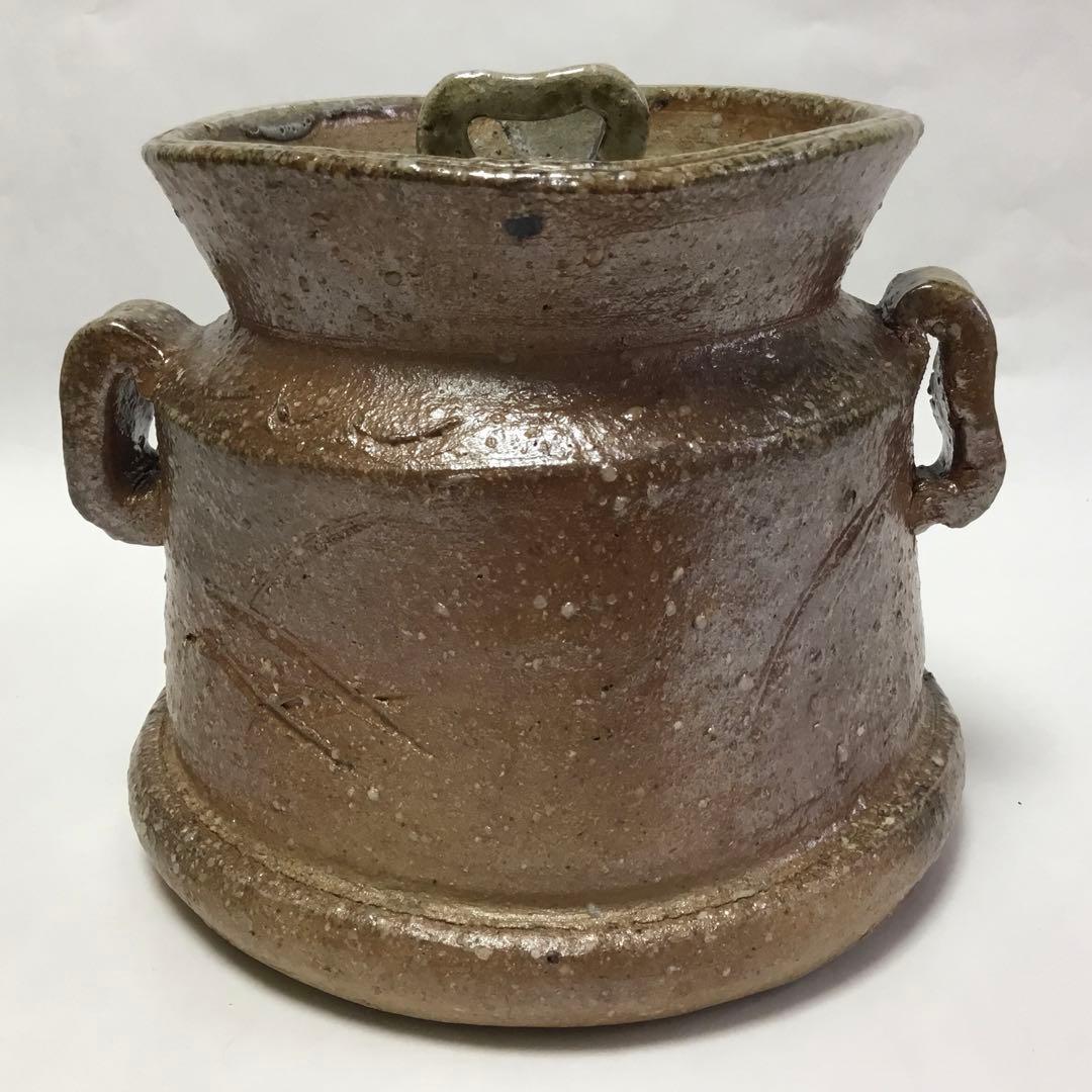 水指 信楽 口四方耳付 紙箱 茶道具 古物品