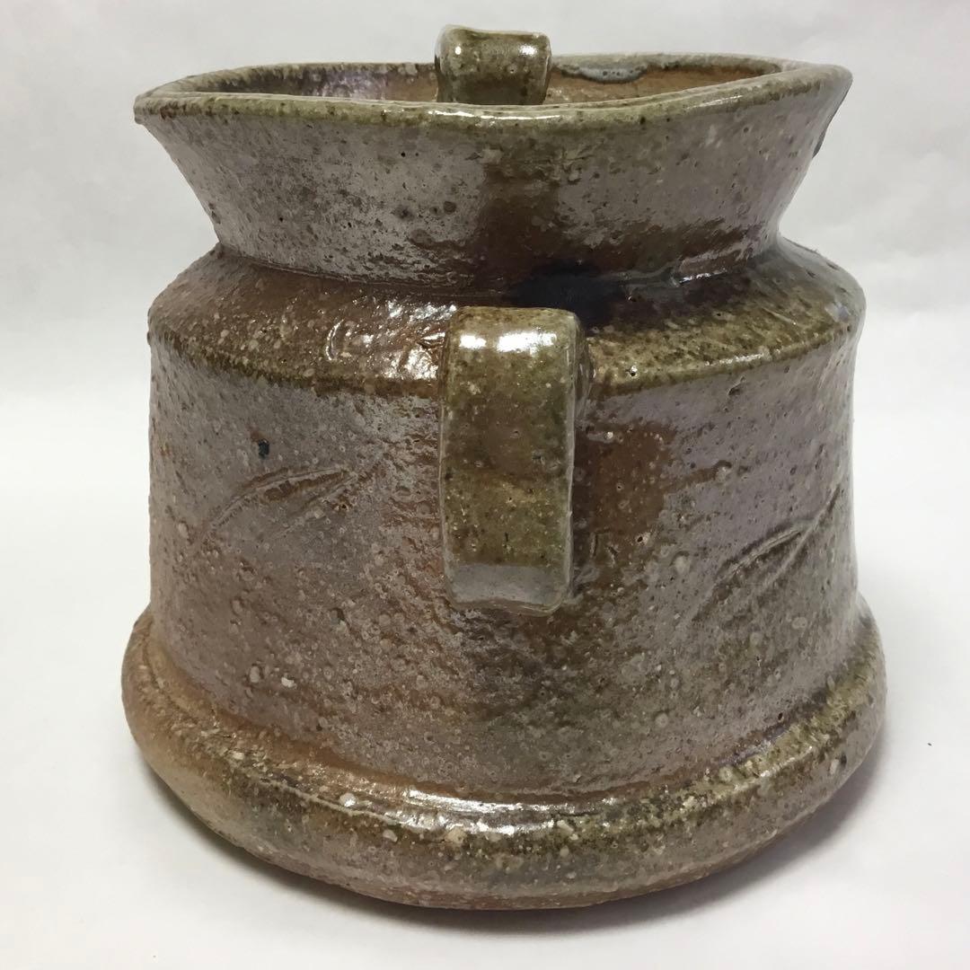 水指 信楽 口四方耳付 紙箱 茶道具 古物品