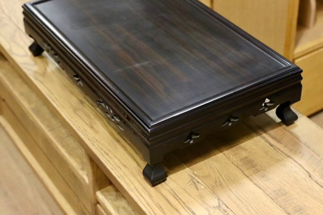 GMIS178○黒檀 置床 花台 飾り台 和家具 和モダン レトロ 和製アンテ