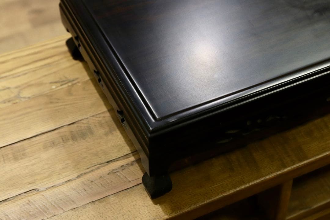 GMIS178○黒檀 置床 花台 飾り台 和家具 和モダン レトロ 和製アンテ