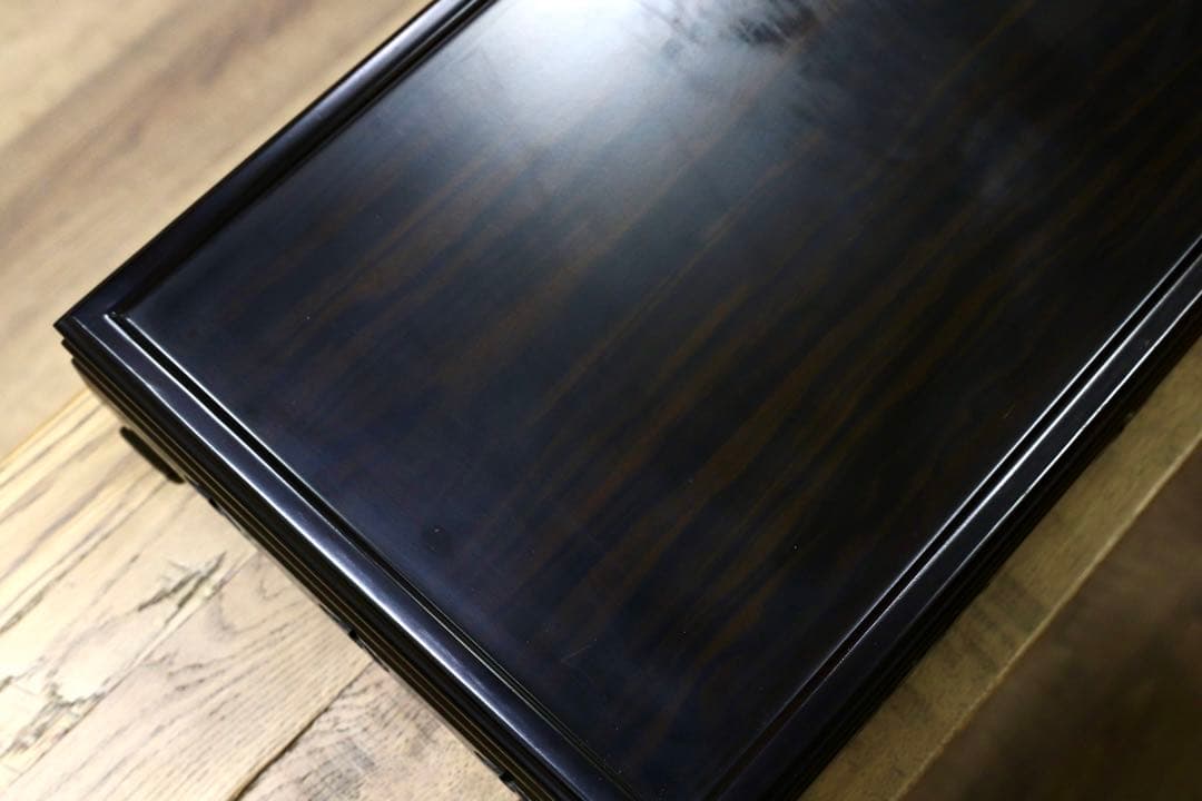 GMIS178○黒檀 置床 花台 飾り台 和家具 和モダン レトロ 和製アンテ