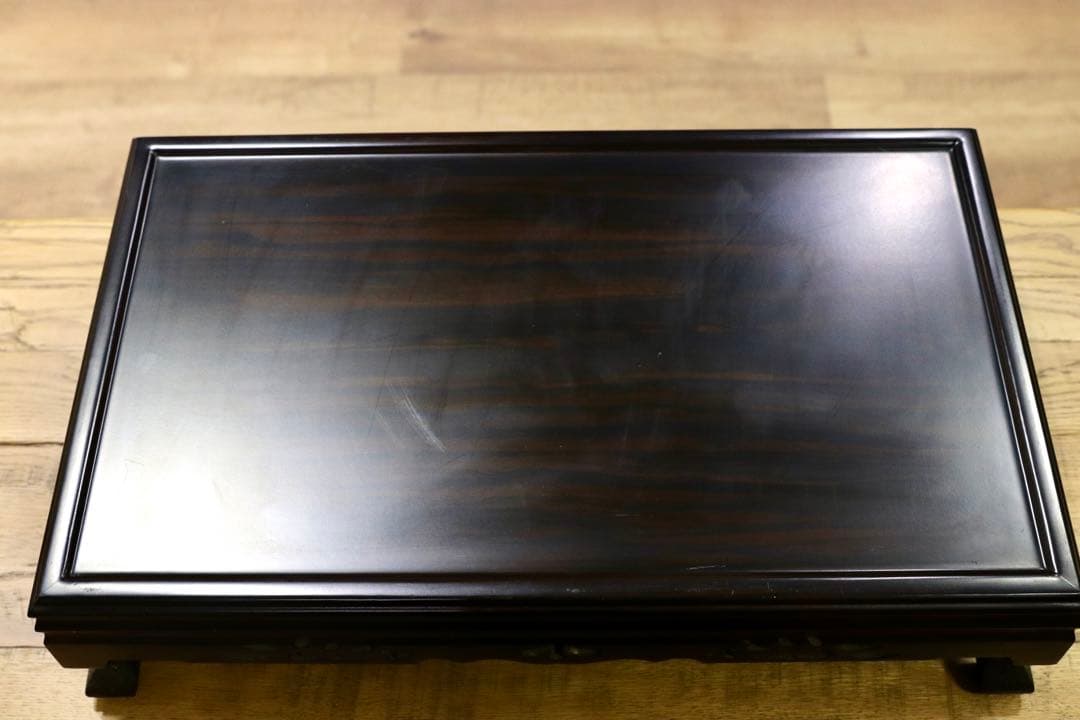 GMIS178○黒檀 置床 花台 飾り台 和家具 和モダン レトロ 和製アンテ