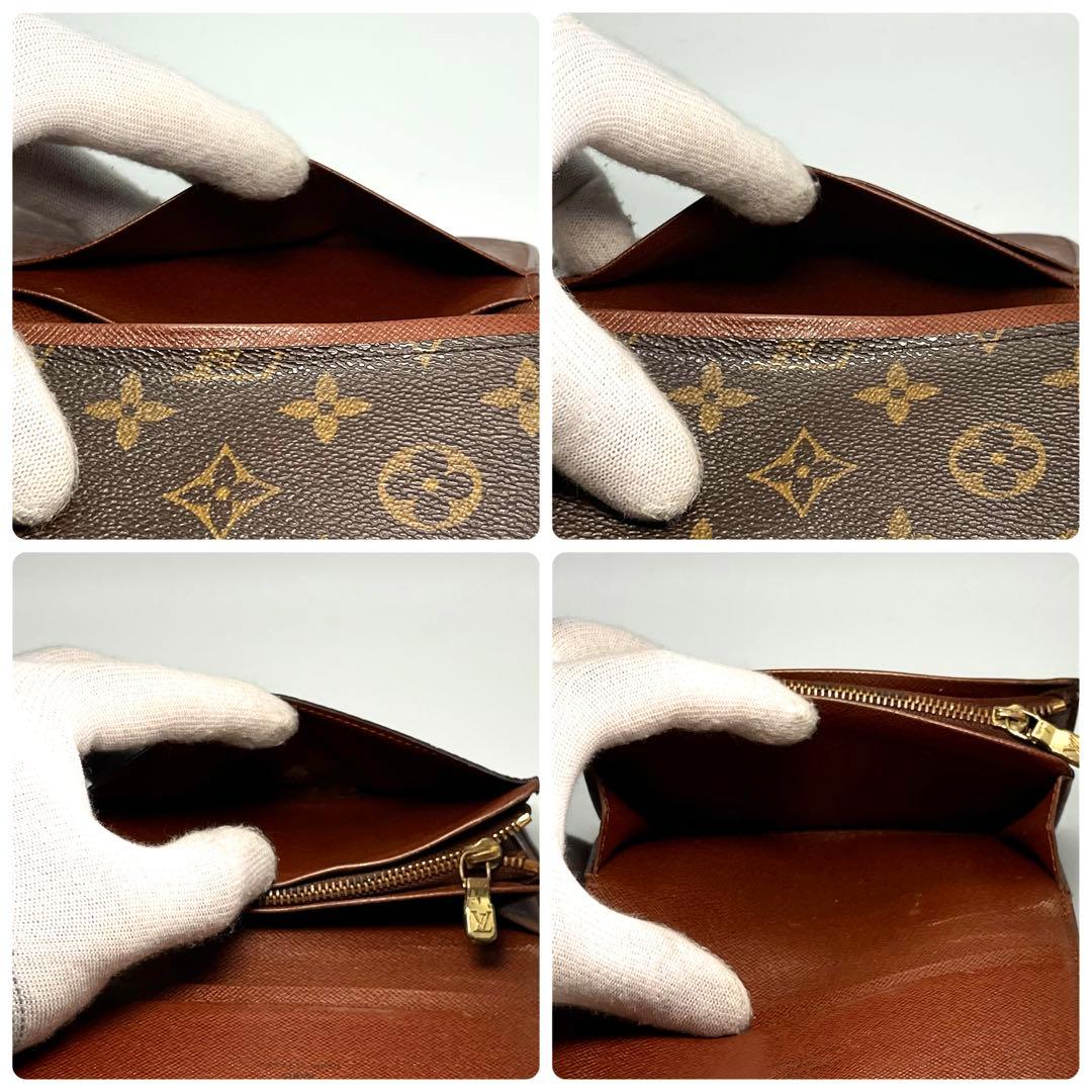 ルイヴィトン モノグラム トレゾール 2つ折り財布 正規品 本物 男女兼用 茶色