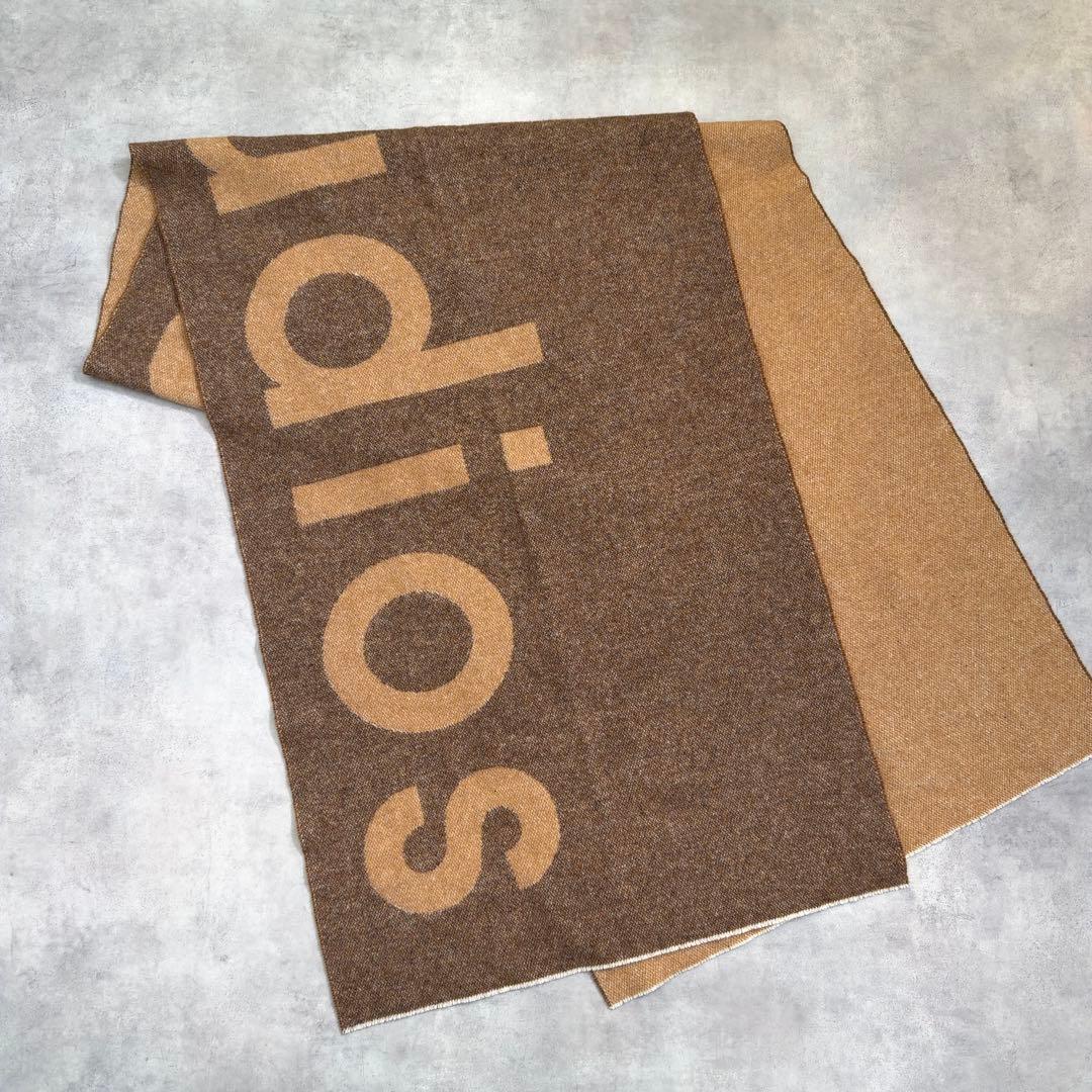 【Acne Studios】ロゴマフラー ウール混 ブラウン ベージュイタリア製