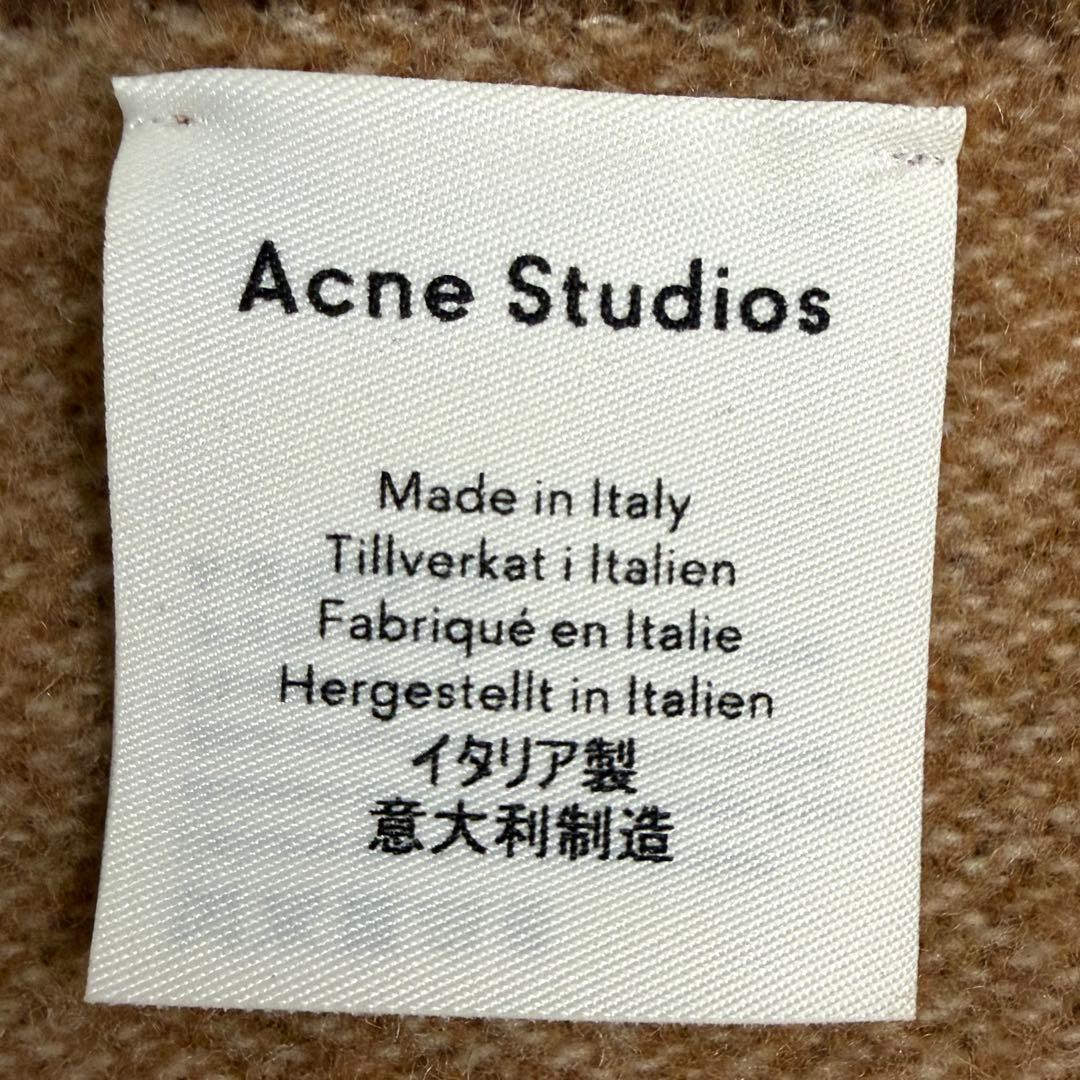 【Acne Studios】ロゴマフラー ウール混 ブラウン ベージュイタリア製