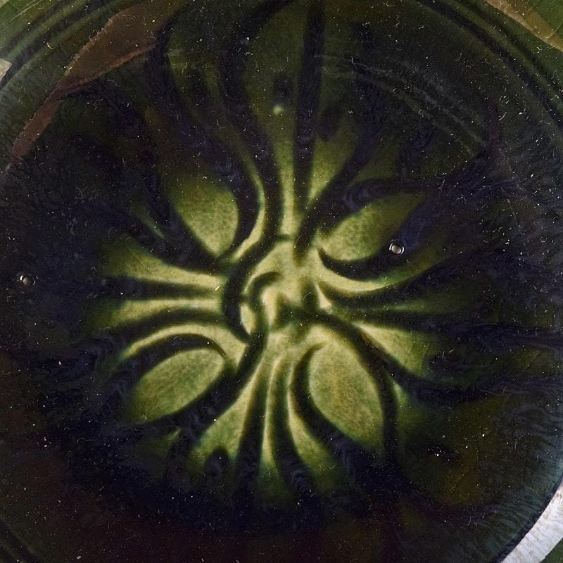 北大路魯山人作　織部焼　輪花小鉢　五客　共布　黒田陶々庵極め箱　M　R8898B