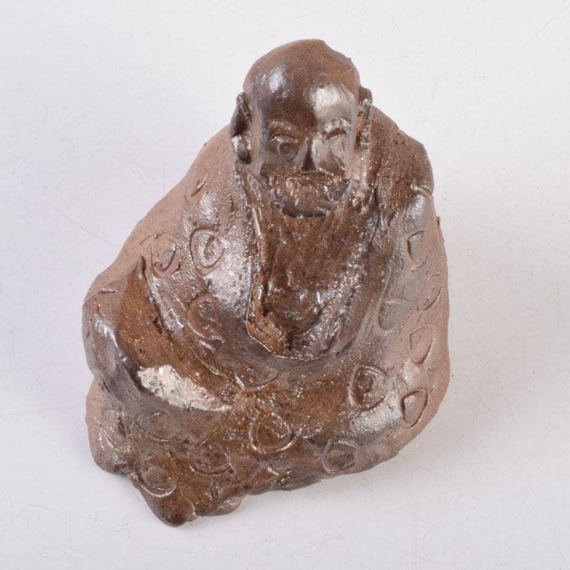 信楽焼　達磨像　置物　在銘　共箱　C　8472