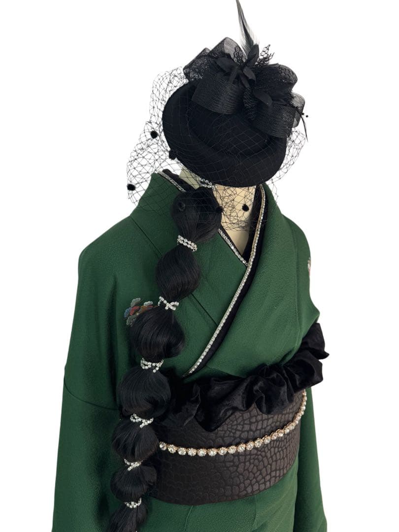 成人式前お値下げ！！【緑色グラデーション無地振袖】