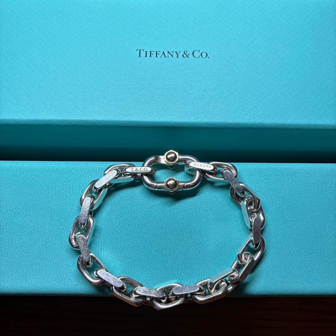 【美品】ティファニー　メイカーズ　ワイドチェーン　ブレスレット TIFFANY