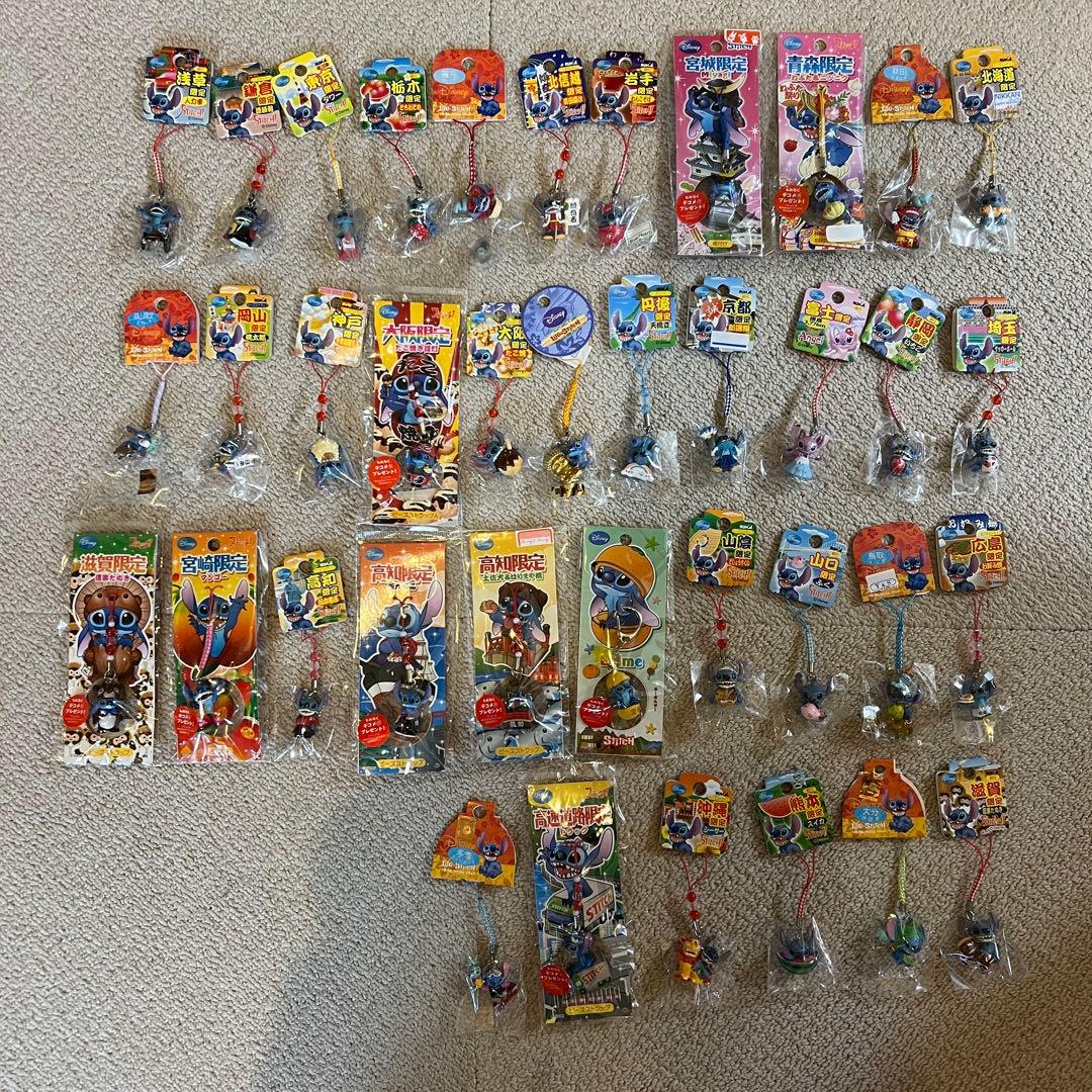ディズニー　スティッチ　ご当地ストラップ38点