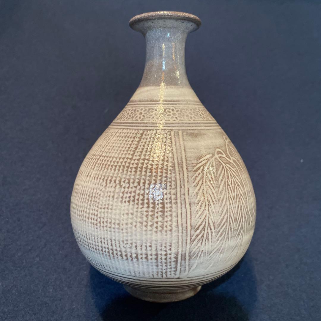 唐津焼　名工【中里 重利】(造)の『三島 徳利』共箱※美品　徳利