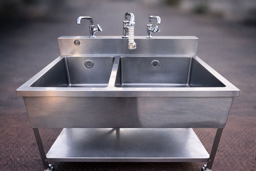 業務用 ステンレス 2槽シンク 流し台 幅100×奥行60×高さ94cm 厨房用