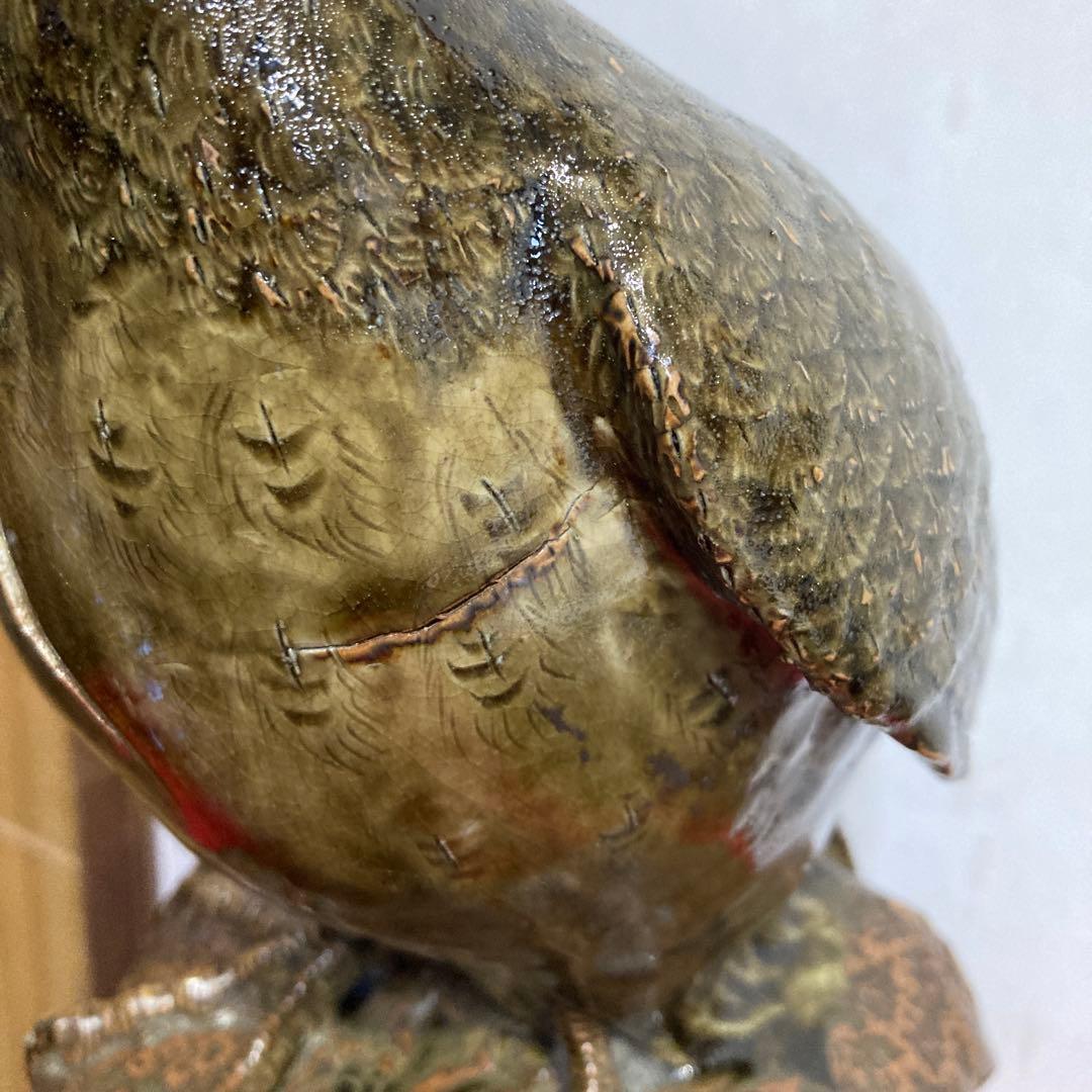 遠州七窯　福岡筑前高取焼　鷹置物　　　　　元祖高取焼　七十卯翁　◯高英一刻印あり